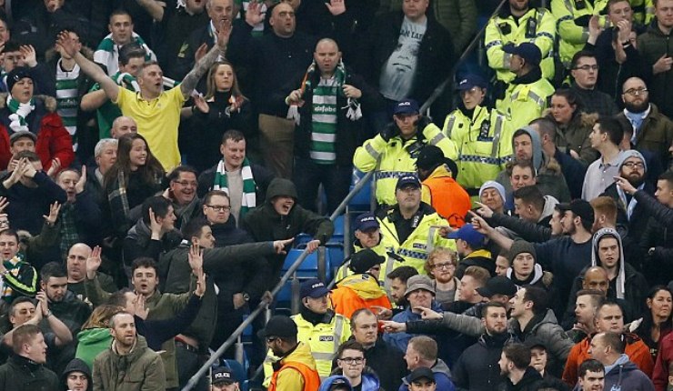 Sisa-sisa Kerusuhan Suporter Celtic di Stadion Etihad